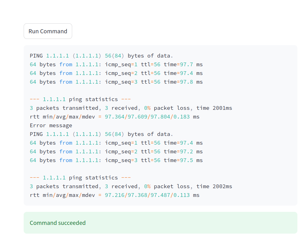 Streamlit command success