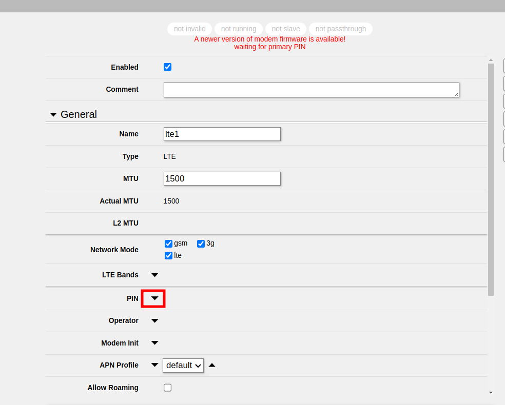 MikroTik: How to set LTE SIM PIN via SSH terminal or WebFig ...