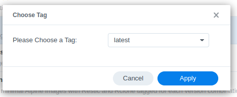Download Restic REST-Server image on Synology