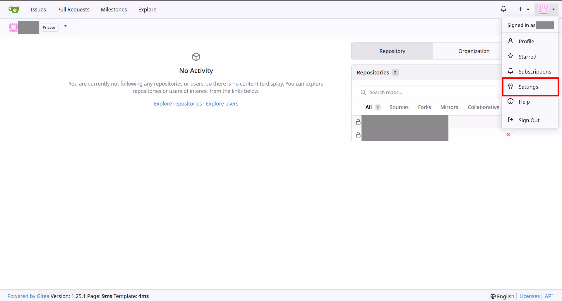 Gitea click settings.avif